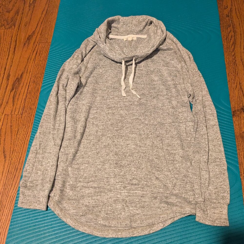 Green/Tan Heathered Cowl Neck Sweater Small